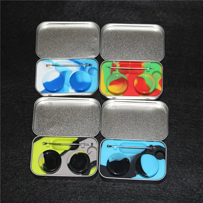 Dabbing Aufbewahrungsbox – Silikonbehälter 5 ml mit Metallcase & Tool