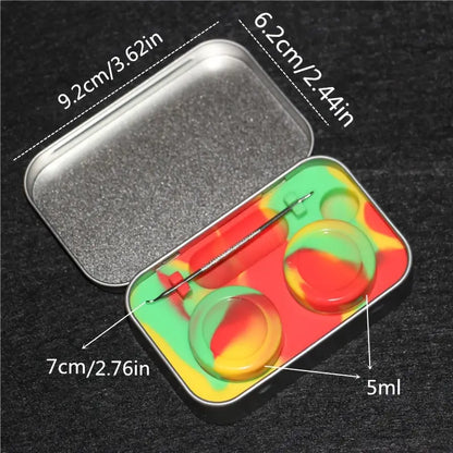 Dabbing Aufbewahrungsbox – Silikonbehälter 5 ml mit Metallcase & Tool