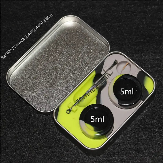 Dabbing Aufbewahrungsbox – Silikonbehälter 5 ml mit Metallcase & Tool